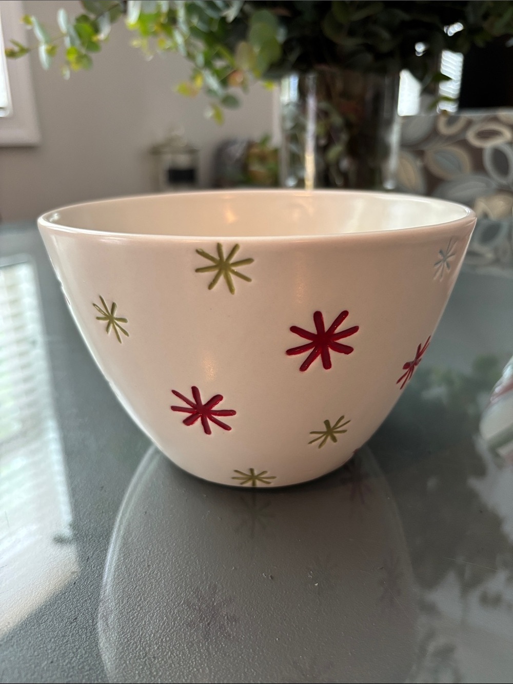 Hallmark snowflake White Ceramic Bowl- dishwasher microwave safe